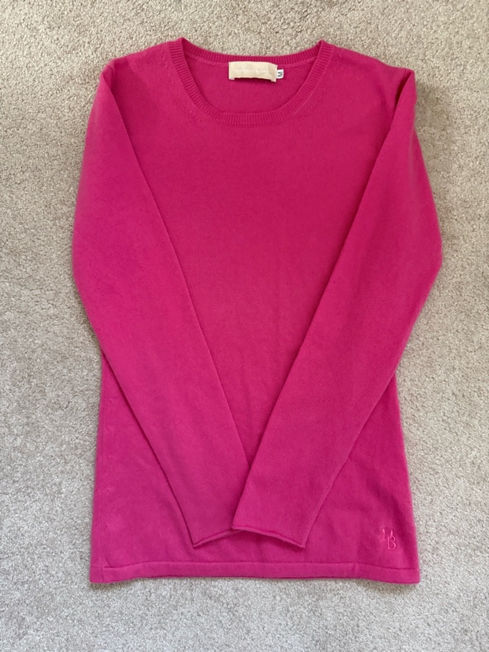 Dooney & Bourke Pink Long Sleeve Knit Sweater Top 100% Cashmere DB Embroidered - Picture 10 of 13